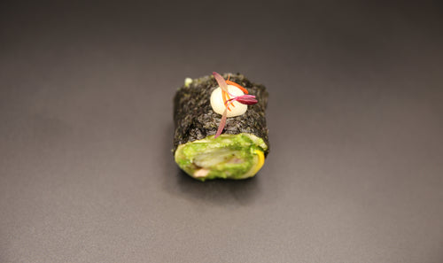 Single Atlantic cod and courgette roll canapé – canapé delivery London