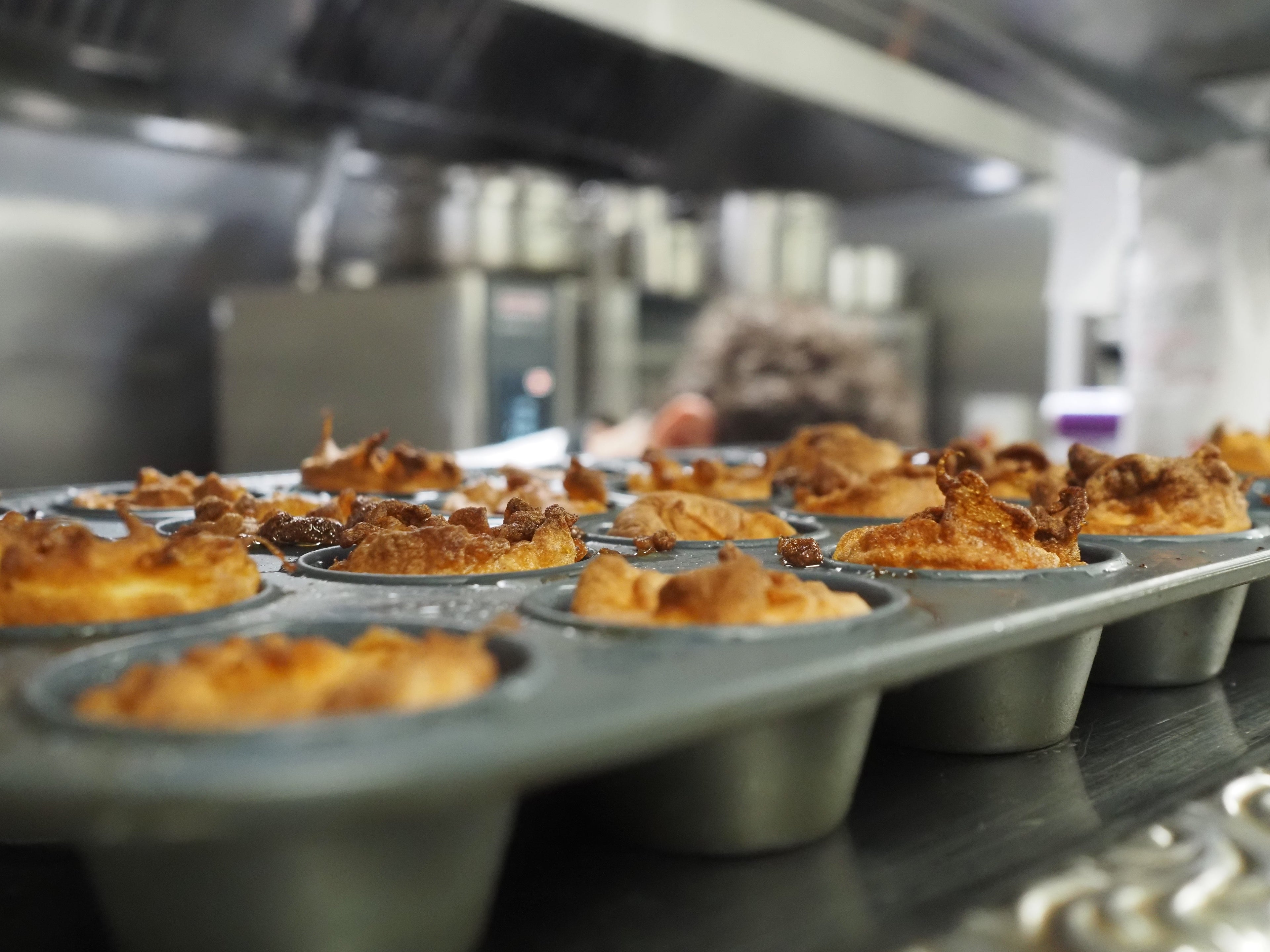 A tray of canapé bases fresh from the oven. 