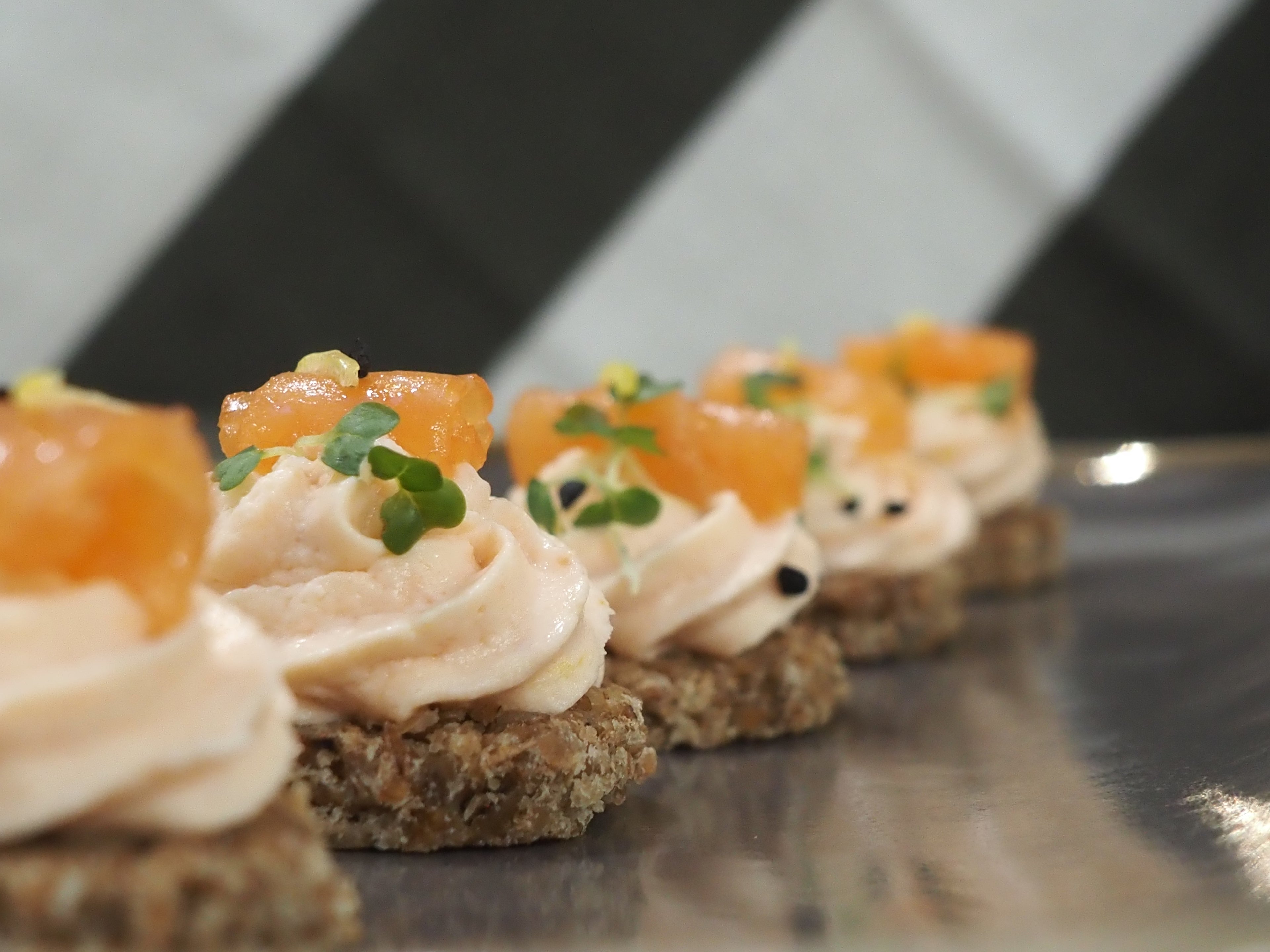 Smoked Salmon Mousse and Lemon Zest on Rue Bread