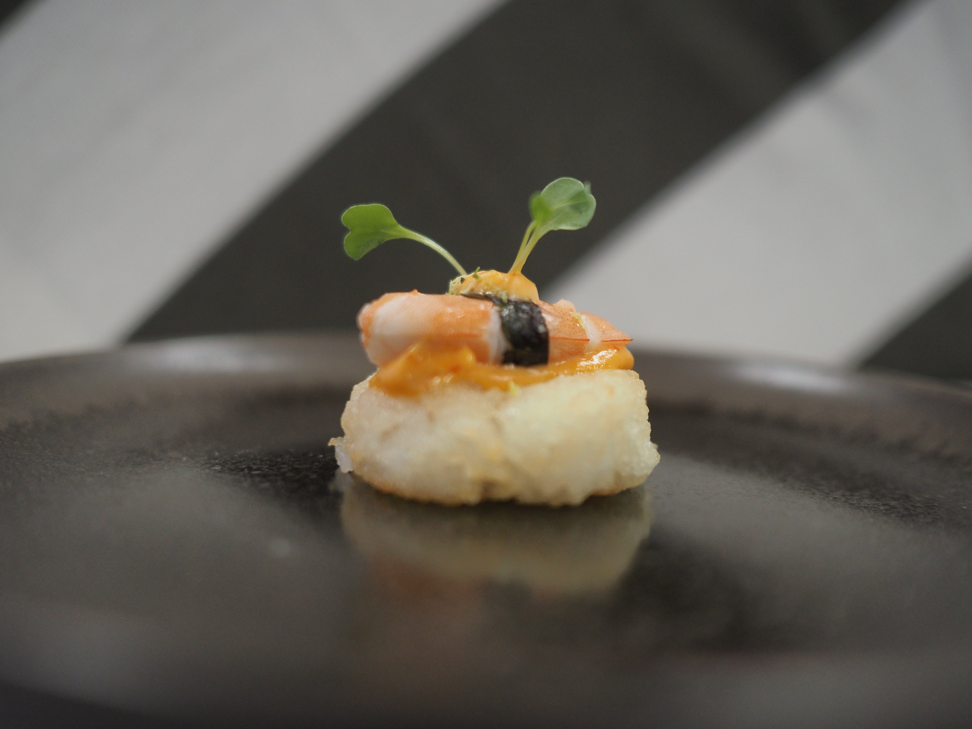Sriracha Prawn on Sticky Rice