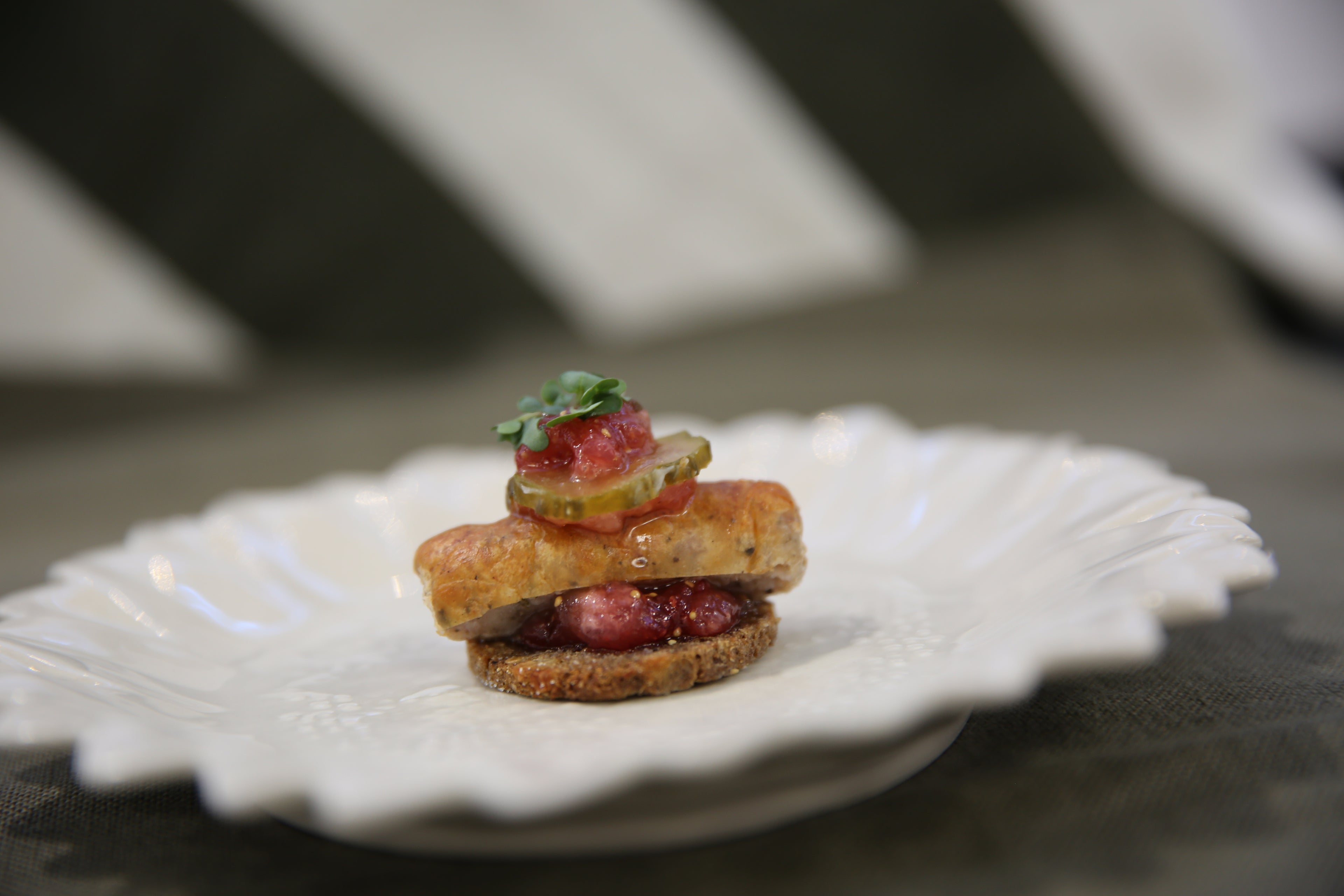 Sausage on Rye with Pickle and Fig Jam