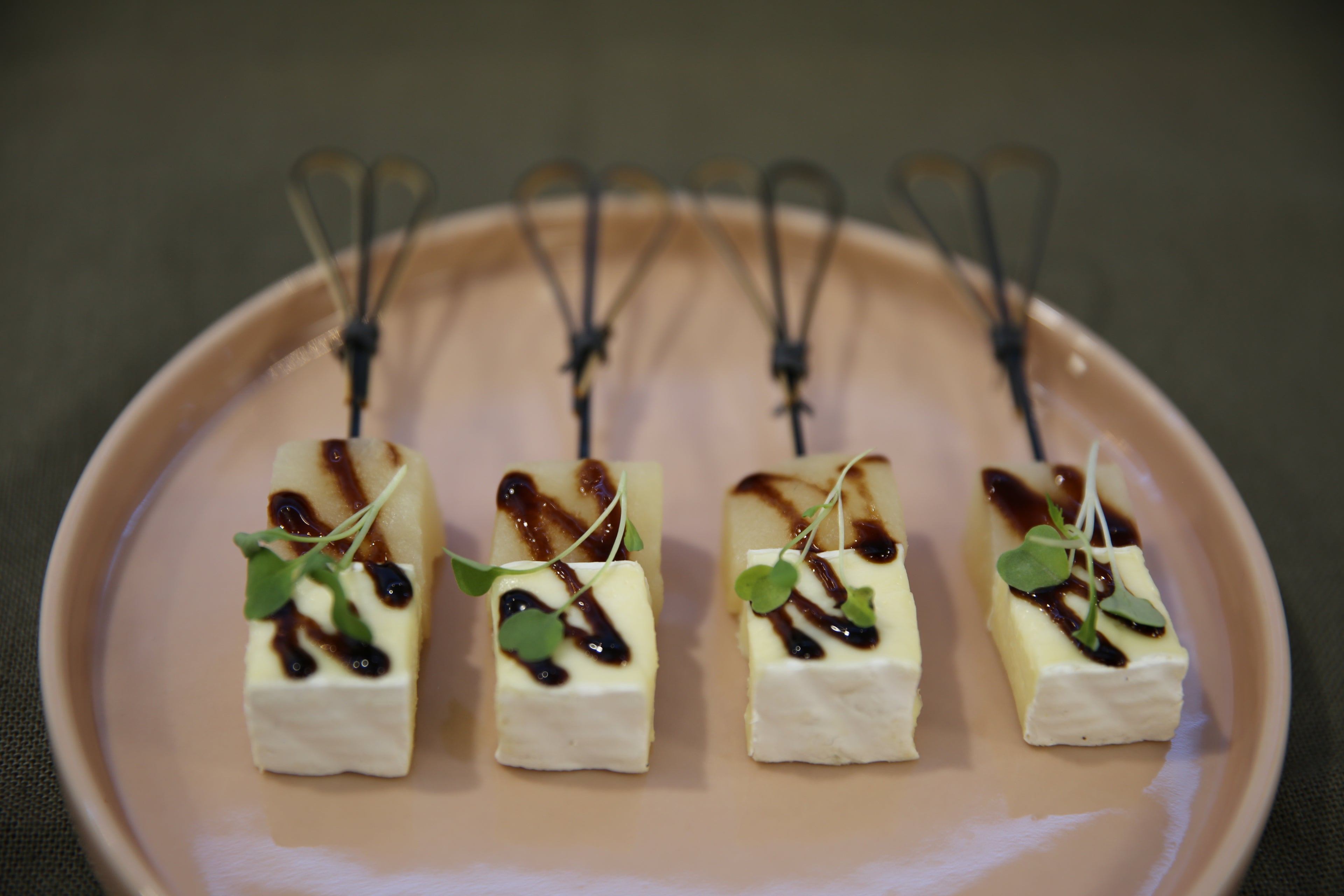 Pear, Rocket and Brie Skewer