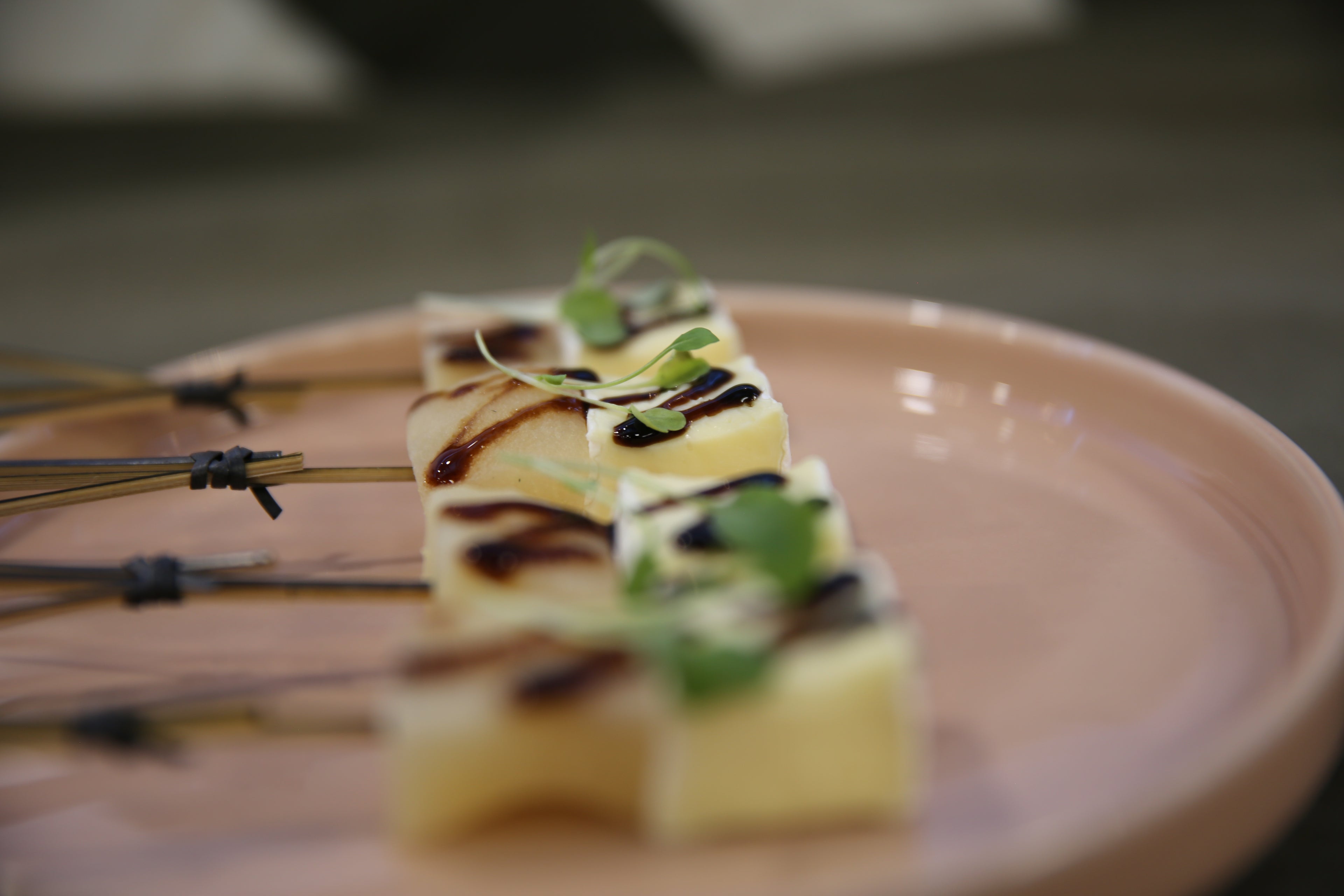 Pear, Rocket and Brie Skewer
